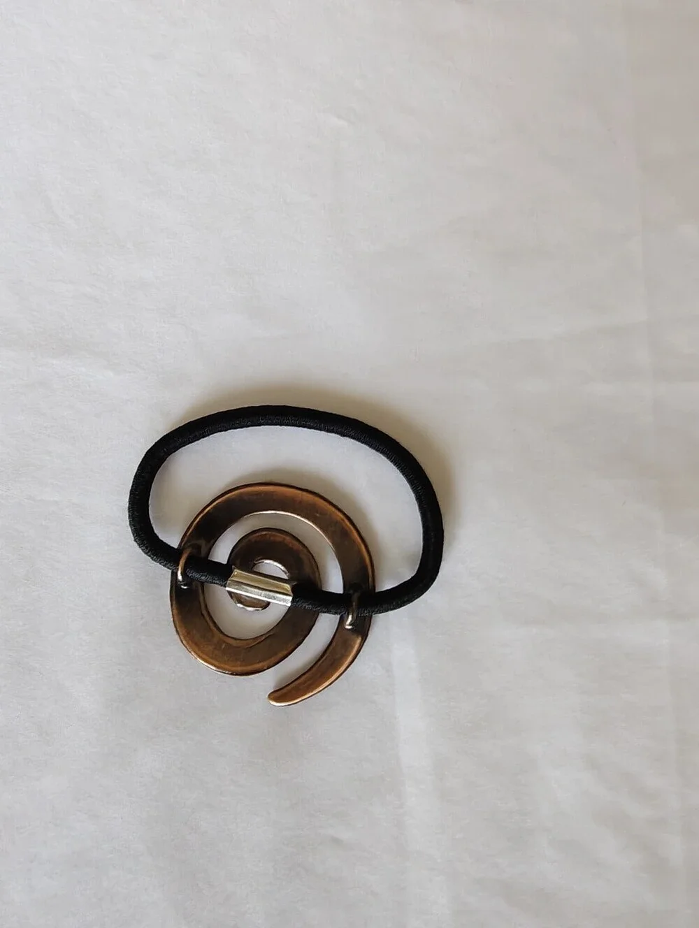 Set Of Three Spiral Hammered Metal Hair Tie - Brown, Gold, Silver